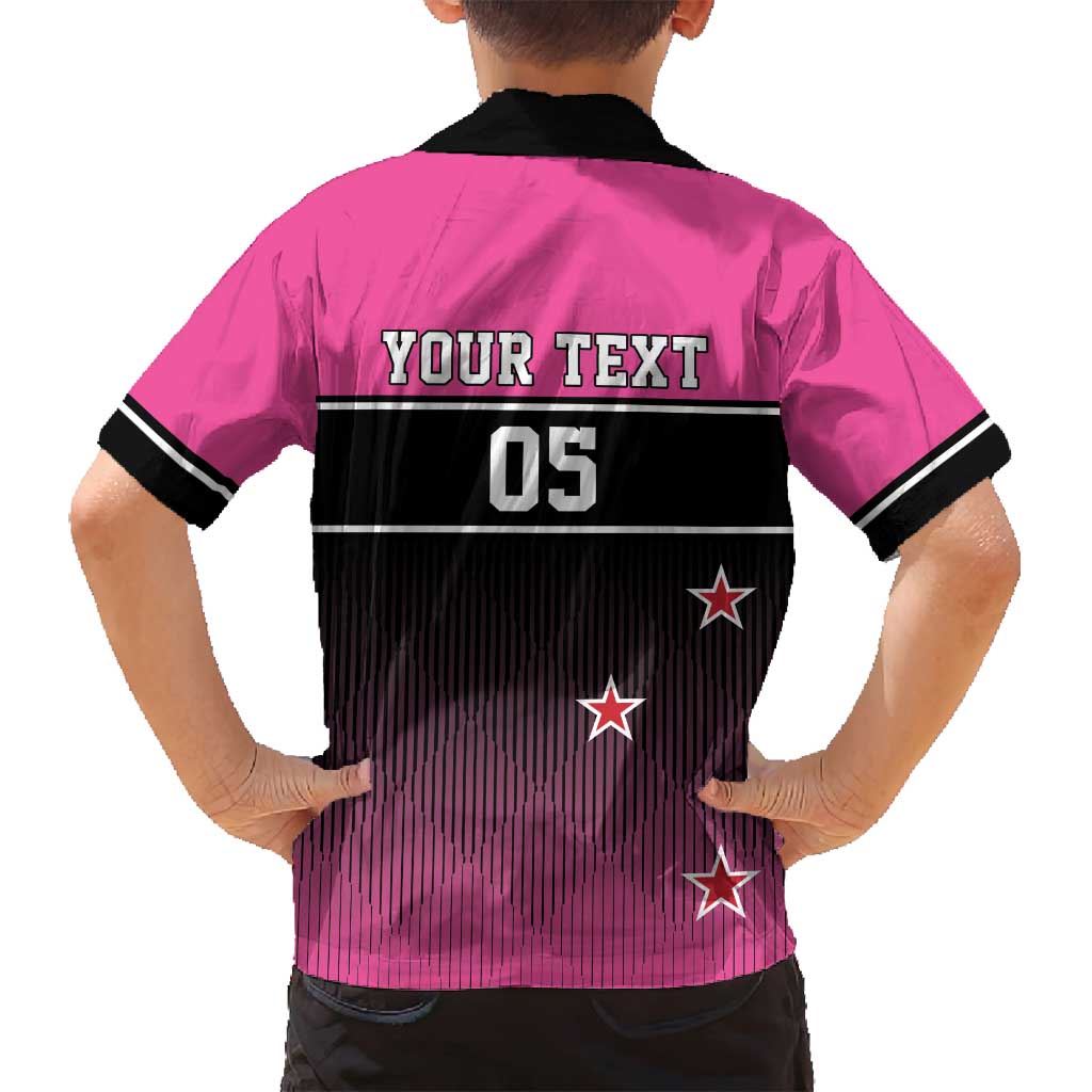 Custom New Zealand Women Cricket Family Matching Long Sleeve Bodycon Dress and Hawaiian Shirt Pink Simple Style