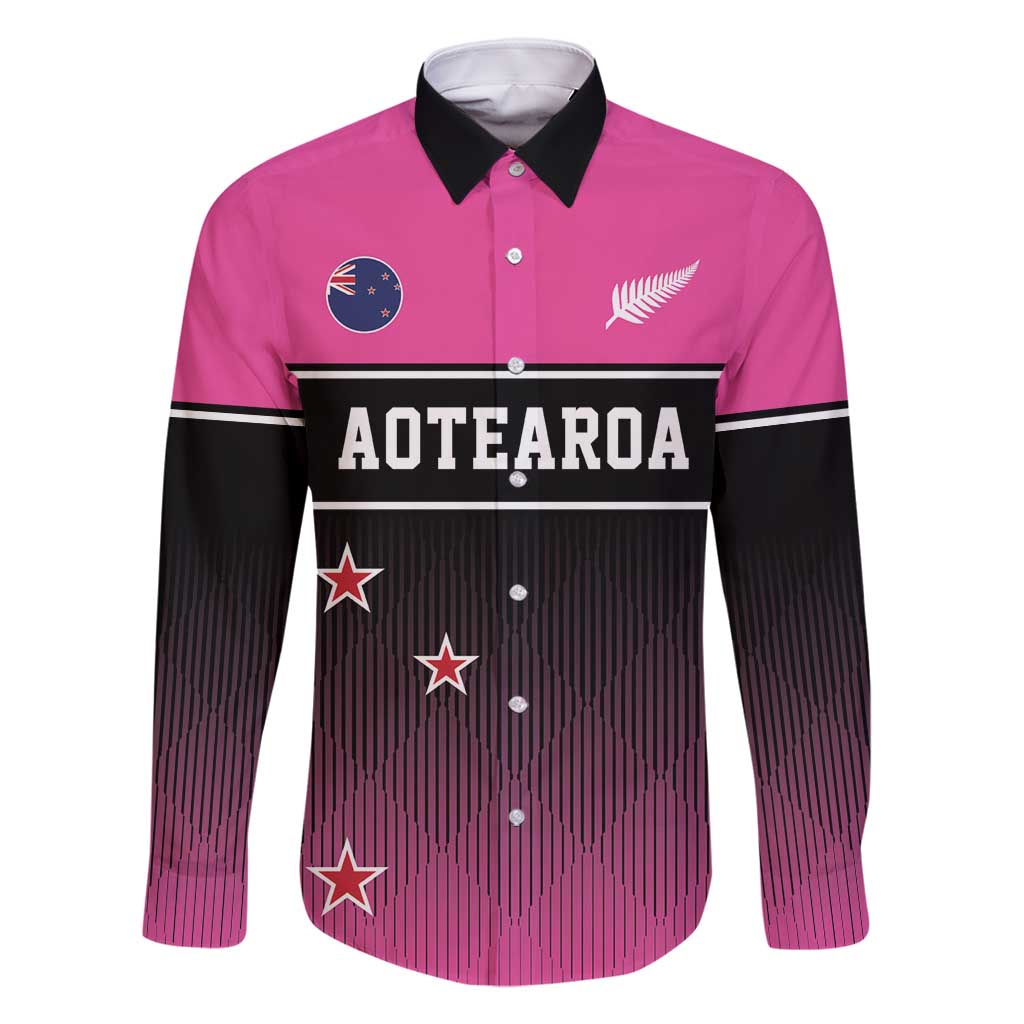 Custom New Zealand Women Cricket Family Matching Long Sleeve Bodycon Dress and Hawaiian Shirt Pink Simple Style