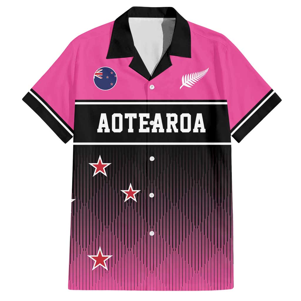 Custom New Zealand Women Cricket Hawaiian Shirt Pink Simple Style LT05 - Vibe Hoodie Shop