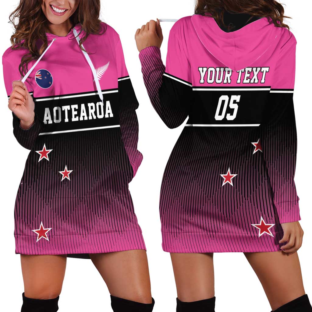 Custom New Zealand Women Cricket Hoodie Dress Pink Simple Style LT05 - Vibe Hoodie Shop