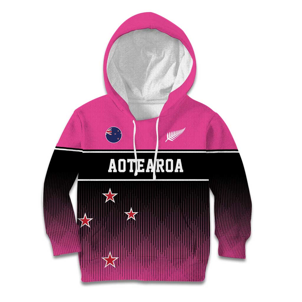 Custom New Zealand Women Cricket Kid Hoodie Pink Simple Style LT05 - Vibe Hoodie Shop