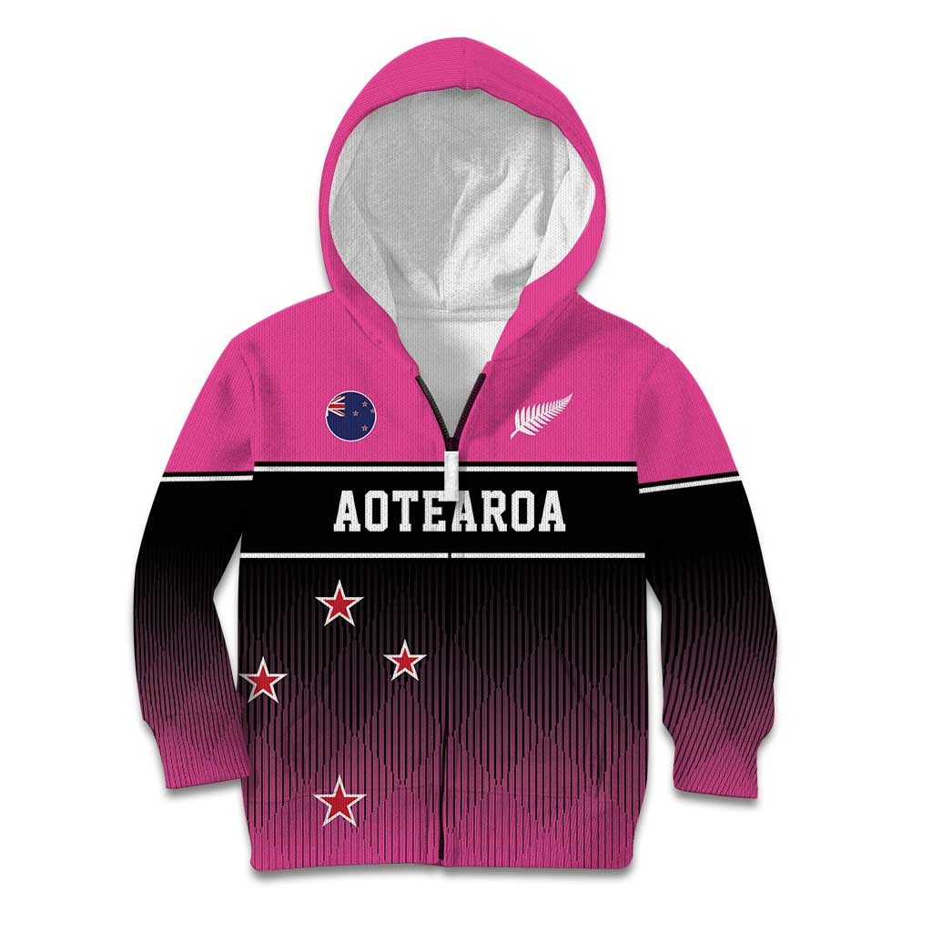 Custom New Zealand Women Cricket Kid Hoodie Pink Simple Style LT05 - Vibe Hoodie Shop