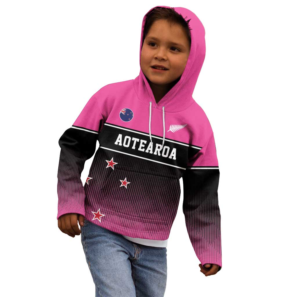 Custom New Zealand Women Cricket Kid Hoodie Pink Simple Style LT05 - Vibe Hoodie Shop