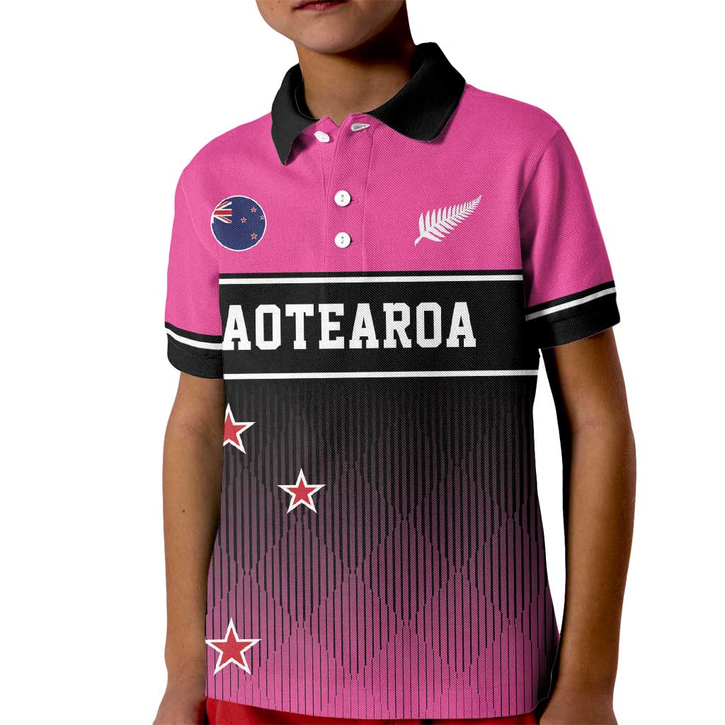 Custom New Zealand Women Cricket Kid Polo Shirt Pink Simple Style LT05 - Vibe Hoodie Shop