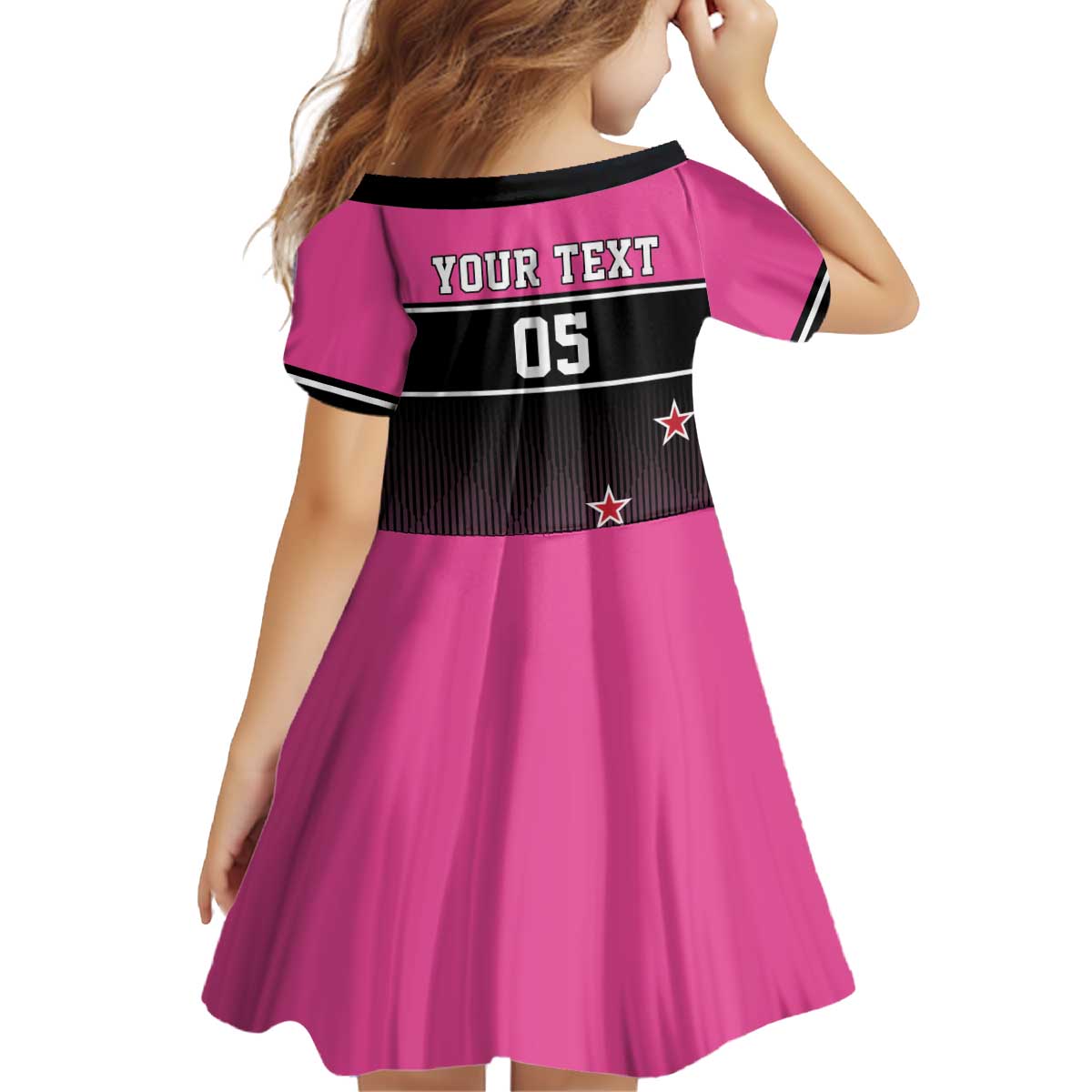 Custom New Zealand Women Cricket Kid Short Sleeve Dress Pink Simple Style LT05 - Vibe Hoodie Shop