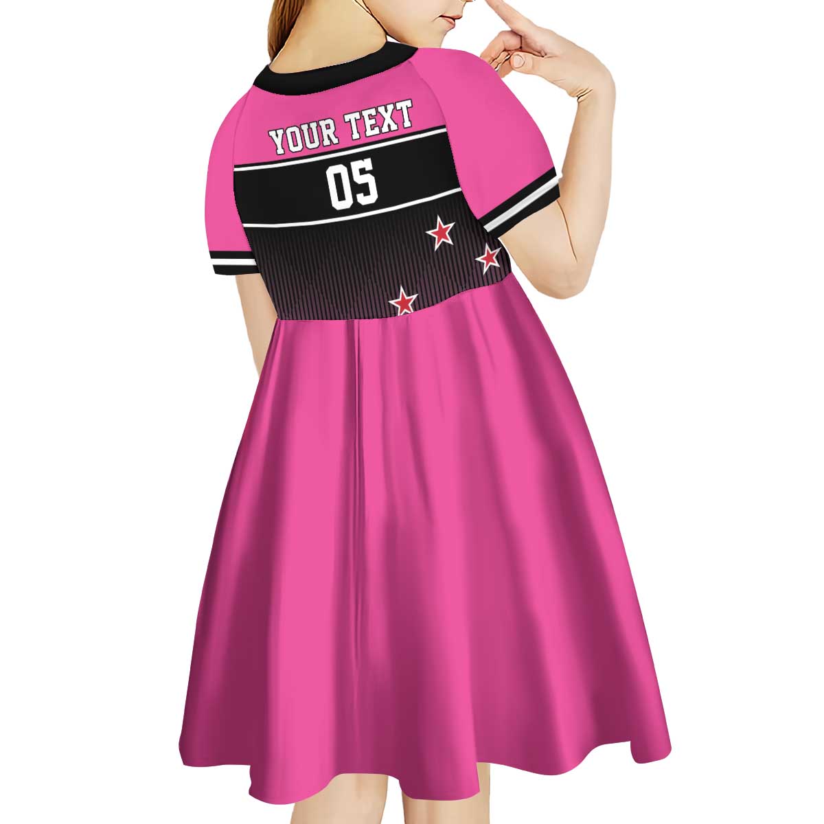 Custom New Zealand Women Cricket Kid Short Sleeve Dress Pink Simple Style LT05 - Vibe Hoodie Shop