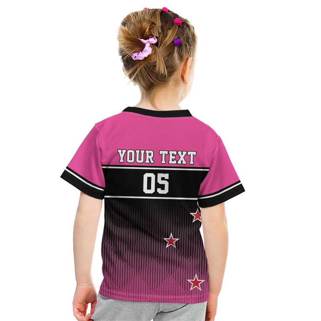 Custom New Zealand Women Cricket Kid T Shirt Pink Simple Style LT05 - Vibe Hoodie Shop