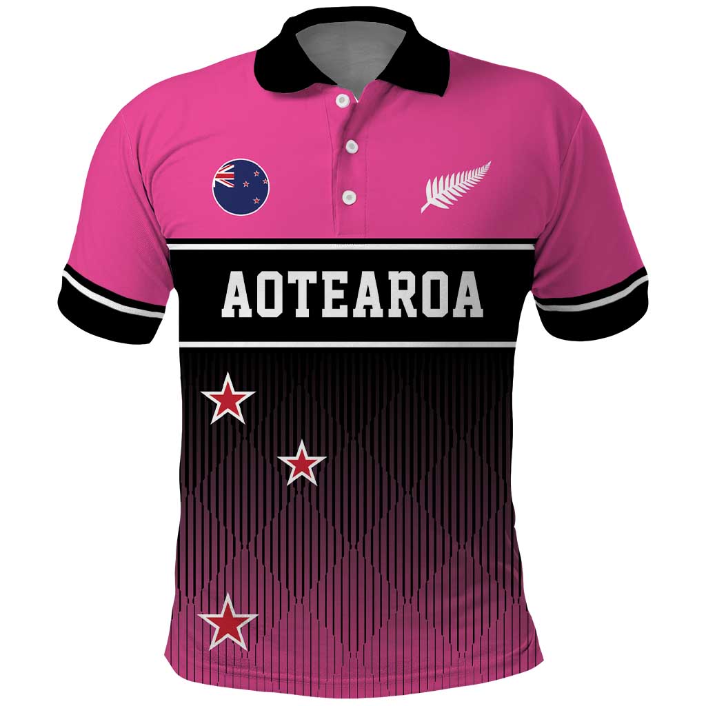 Custom New Zealand Women Cricket Polo Shirt Pink Simple Style LT05 - Vibe Hoodie Shop