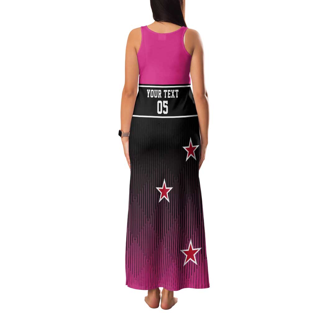 Custom New Zealand Women Cricket Tank Maxi Dress Pink Simple Style