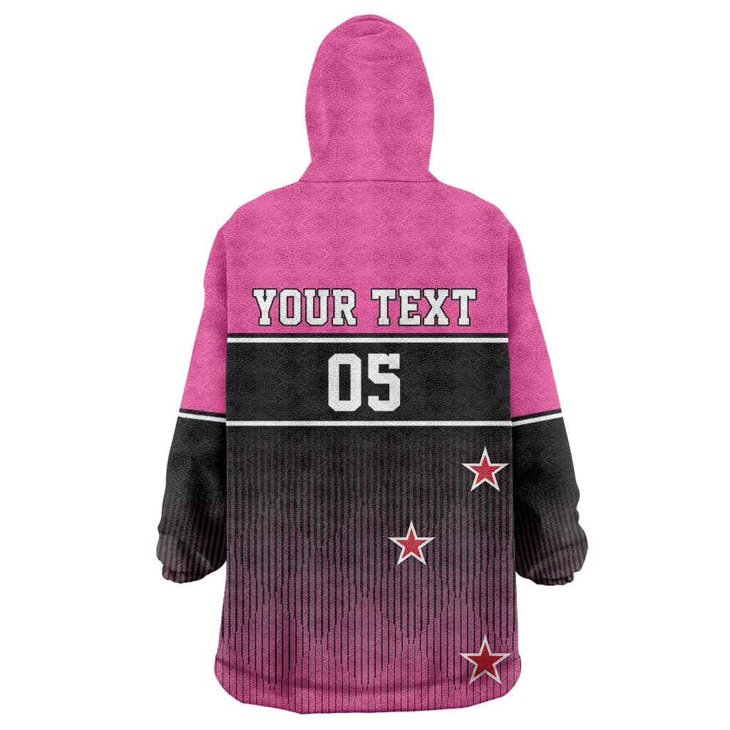 Custom New Zealand Women Cricket Wearable Blanket Hoodie Pink Simple Style LT05 - Vibe Hoodie Shop