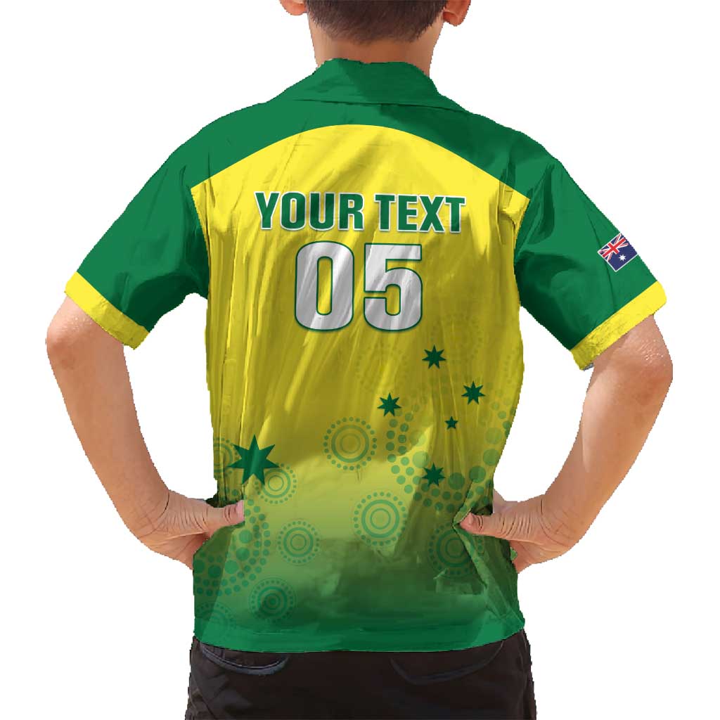 Custom Australia Cricket Family Matching Long Sleeve Bodycon Dress and Hawaiian Shirt Go Champions Aussies LT05