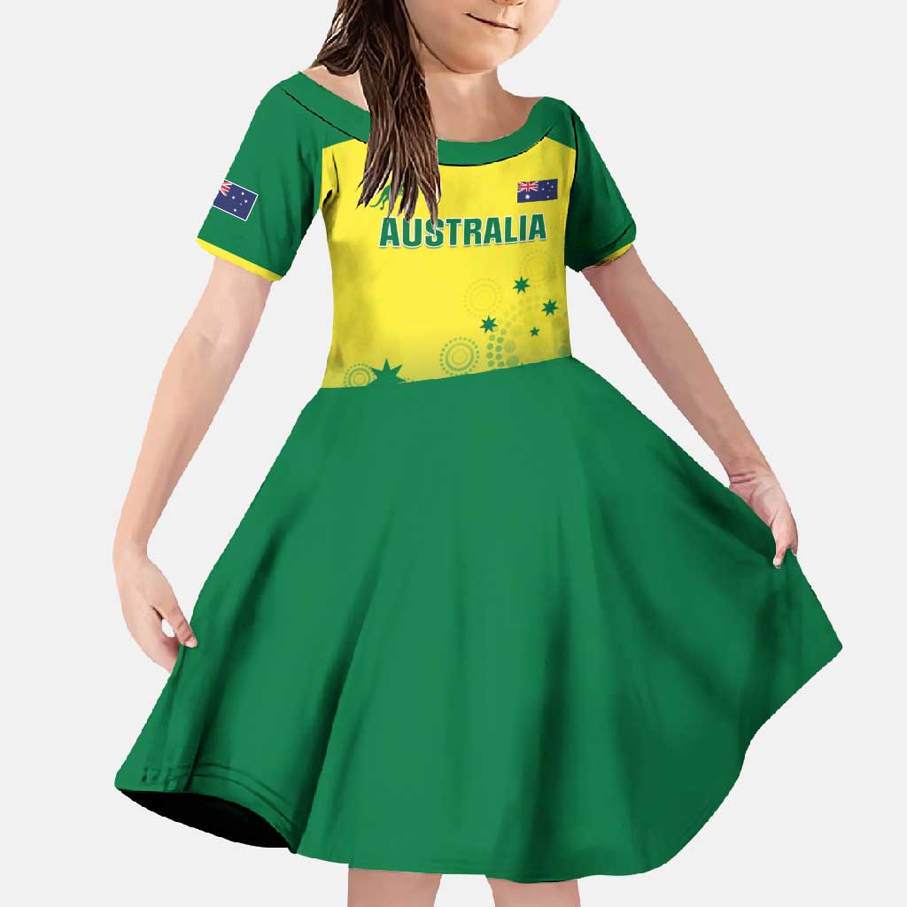 Custom Australia Cricket Family Matching Long Sleeve Bodycon Dress and Hawaiian Shirt Go Champions Aussies LT05