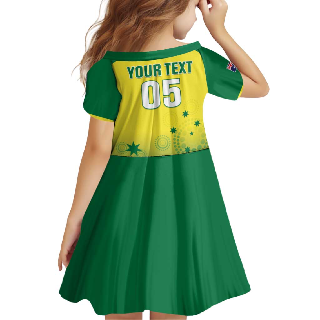 Custom Australia Cricket Family Matching Long Sleeve Bodycon Dress and Hawaiian Shirt Go Champions Aussies LT05