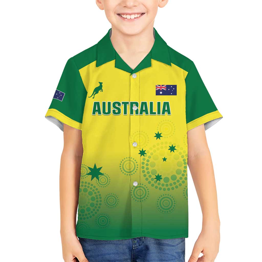 Custom Australia Cricket Family Matching Long Sleeve Bodycon Dress and Hawaiian Shirt Go Champions Aussies LT05