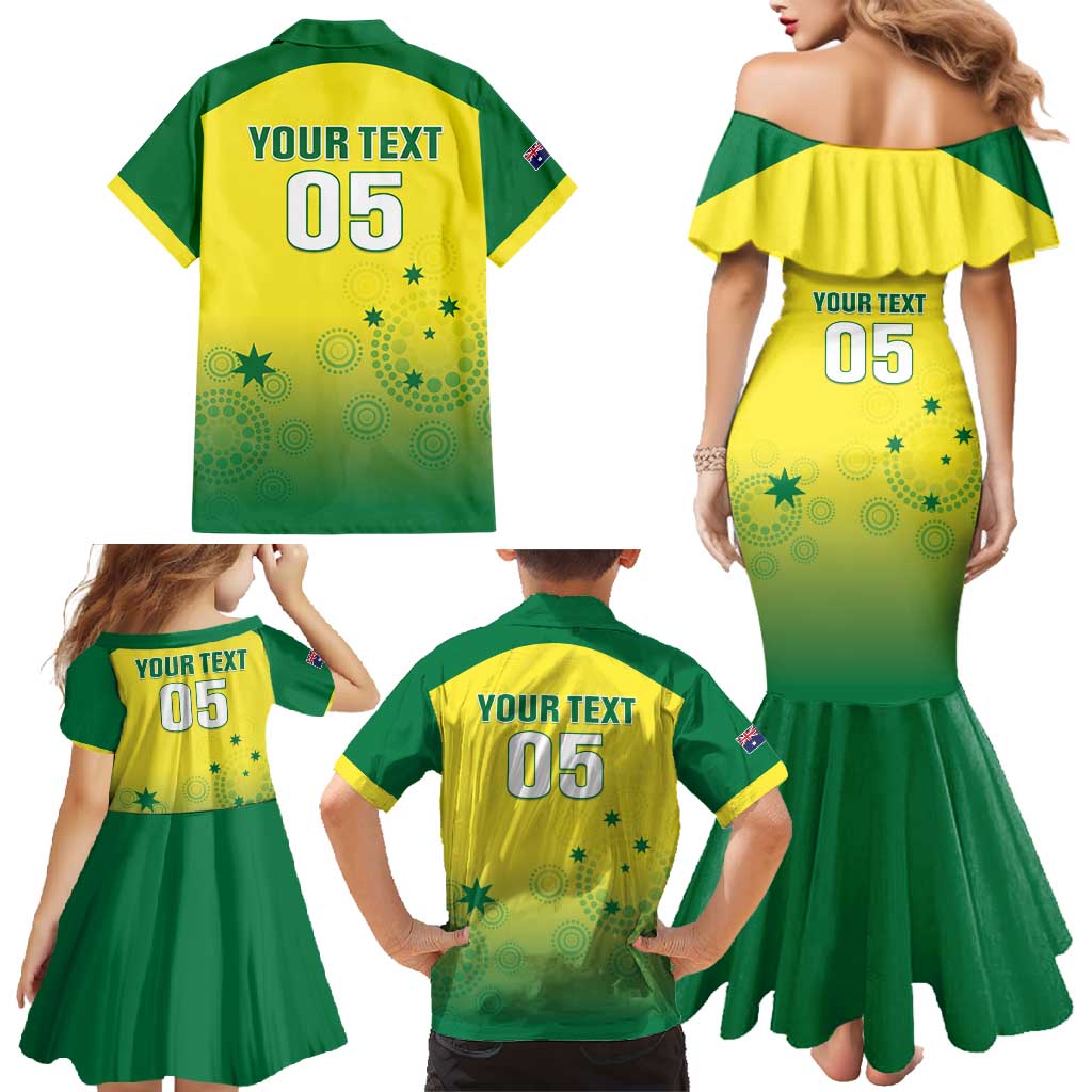 Custom Australia Cricket Family Matching Mermaid Dress and Hawaiian Shirt Go Champions Aussies LT05