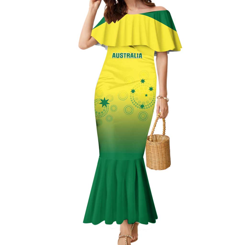 Custom Australia Cricket Family Matching Mermaid Dress and Hawaiian Shirt Go Champions Aussies LT05