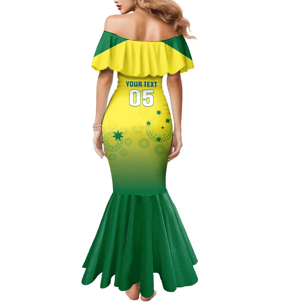 Custom Australia Cricket Family Matching Mermaid Dress and Hawaiian Shirt Go Champions Aussies LT05