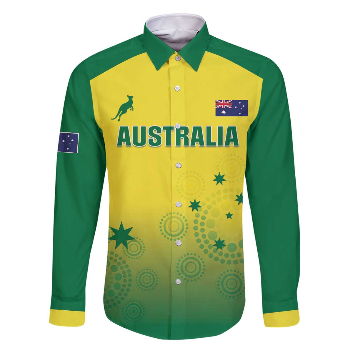 Custom Australia Cricket Family Matching Off The Shoulder Long Sleeve Dress and Hawaiian Shirt Go Champions Aussies LT05