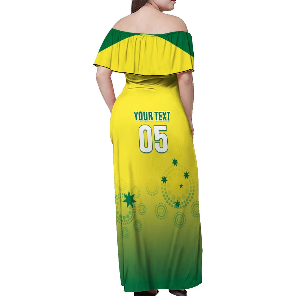 Custom Australia Cricket Family Matching Off Shoulder Maxi Dress and Hawaiian Shirt Go Champions Aussies LT05