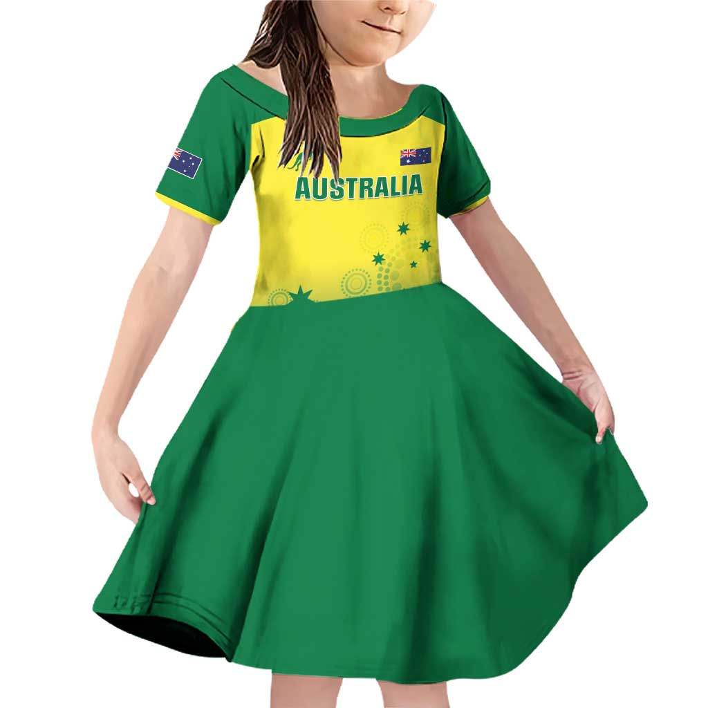 Custom Australia Cricket Family Matching Off Shoulder Short Dress and Hawaiian Shirt Go Champions Aussies LT05