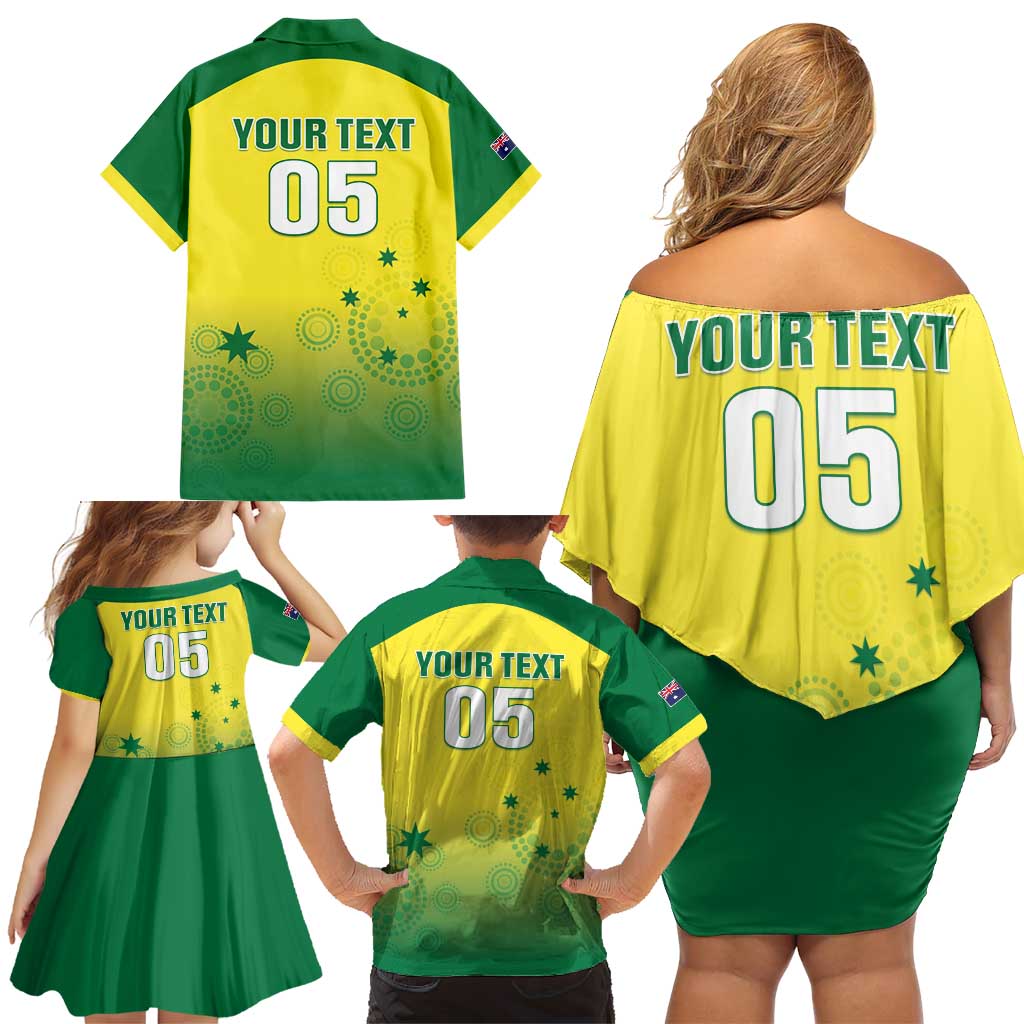 Custom Australia Cricket Family Matching Off Shoulder Short Dress and Hawaiian Shirt Go Champions Aussies LT05