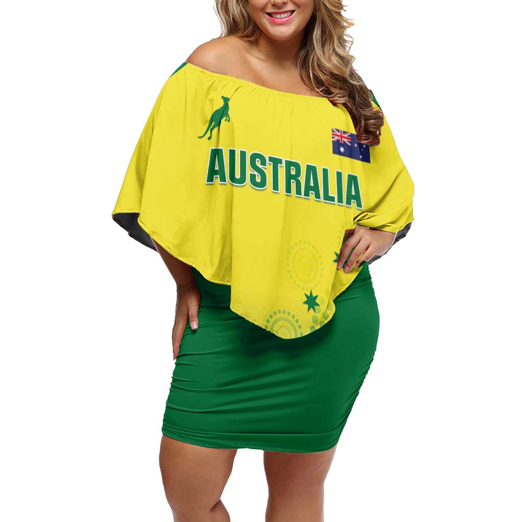 Custom Australia Cricket Family Matching Off Shoulder Short Dress and Hawaiian Shirt Go Champions Aussies LT05