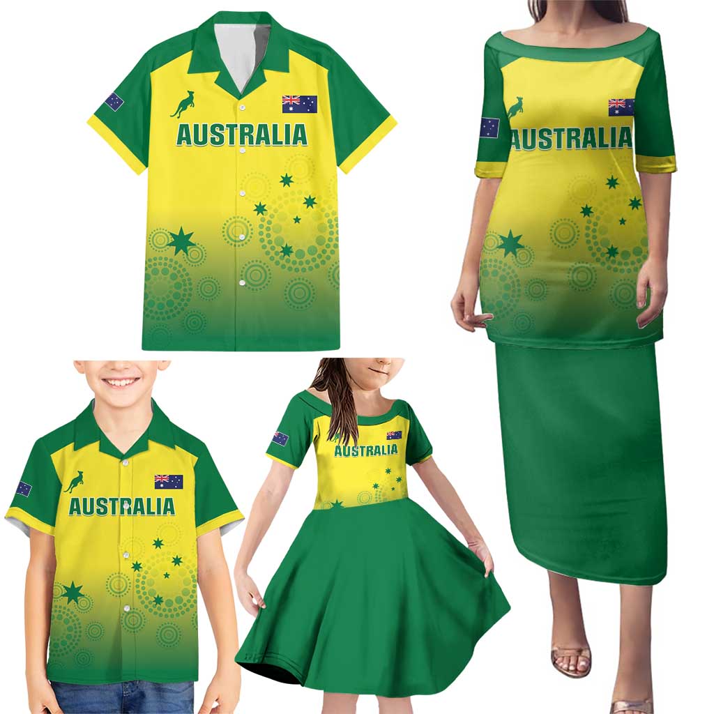 Custom Australia Cricket Family Matching Puletasi and Hawaiian Shirt Go Champions Aussies LT05