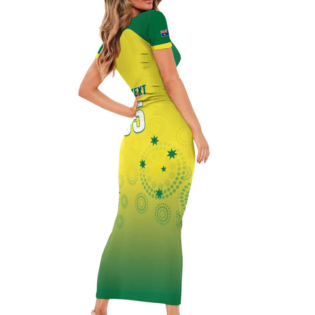 Custom Australia Cricket Family Matching Short Sleeve Bodycon Dress and Hawaiian Shirt Go Champions Aussies LT05