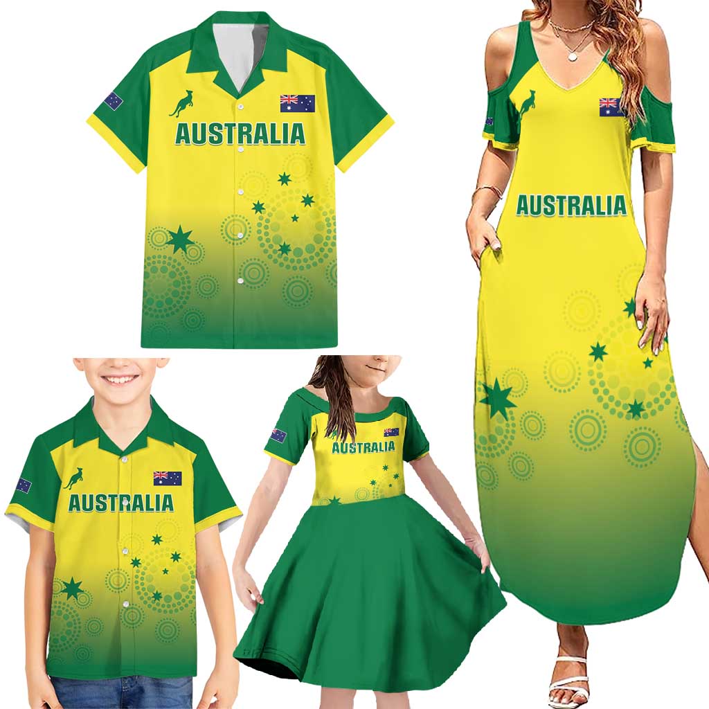 Custom Australia Cricket Family Matching Summer Maxi Dress and Hawaiian Shirt Go Champions Aussies LT05