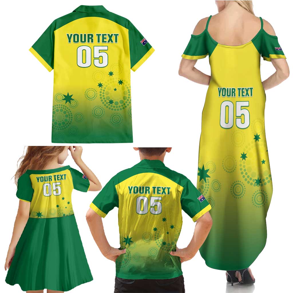 Custom Australia Cricket Family Matching Summer Maxi Dress and Hawaiian Shirt Go Champions Aussies LT05