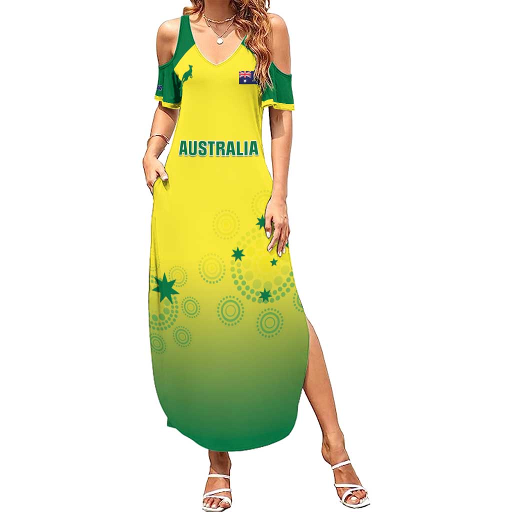 Custom Australia Cricket Family Matching Summer Maxi Dress and Hawaiian Shirt Go Champions Aussies LT05