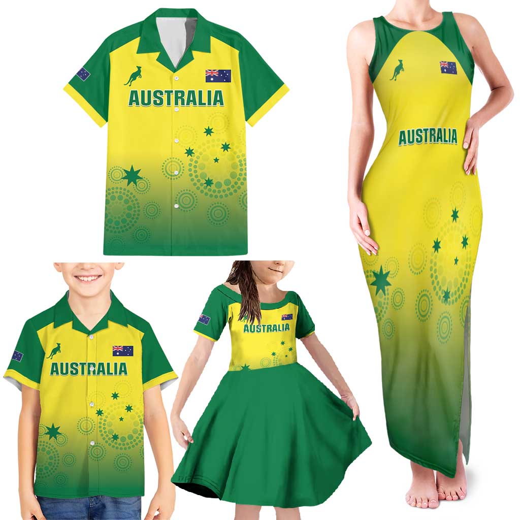 Custom Australia Cricket Family Matching Tank Maxi Dress and Hawaiian Shirt Go Champions Aussies LT05