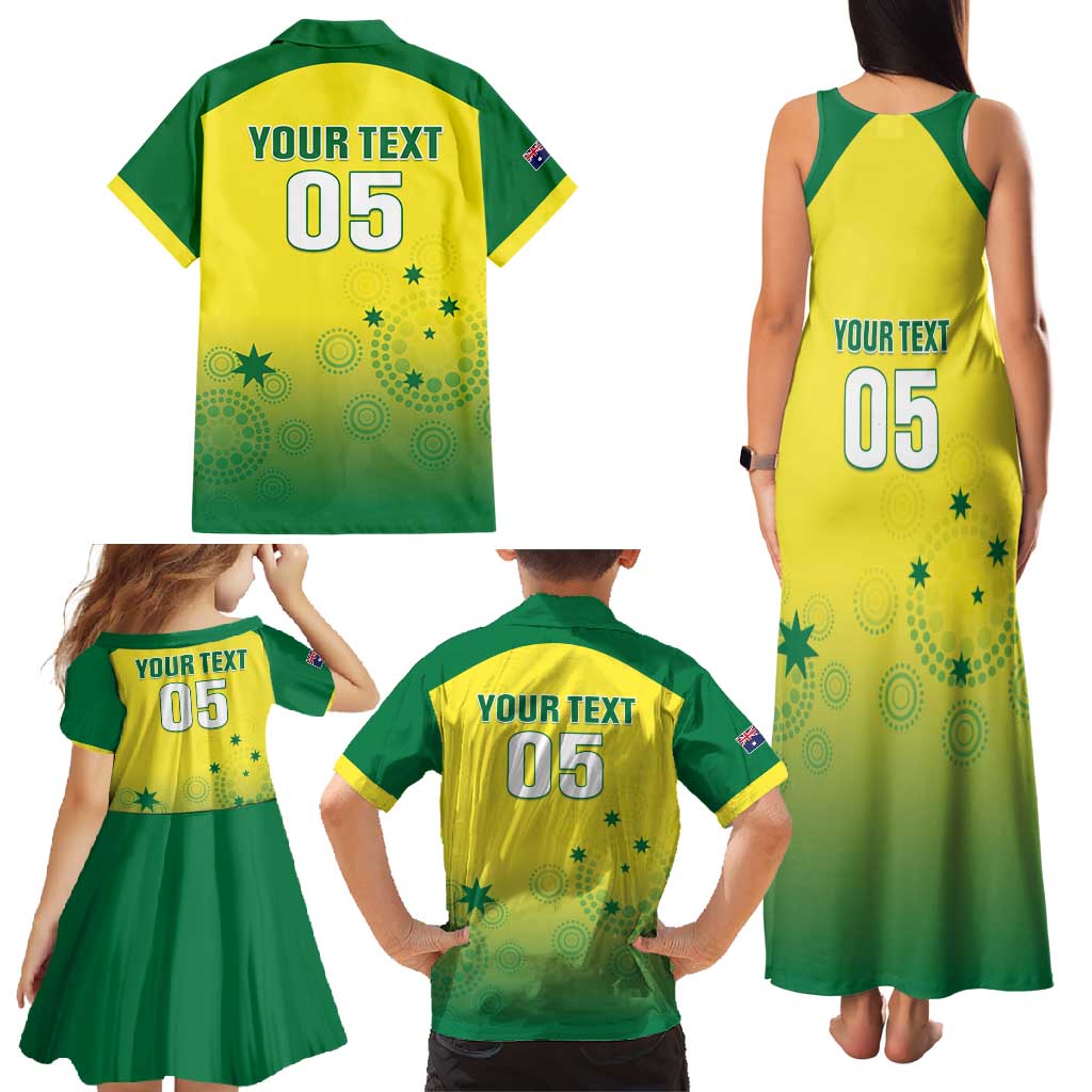 Custom Australia Cricket Family Matching Tank Maxi Dress and Hawaiian Shirt Go Champions Aussies LT05