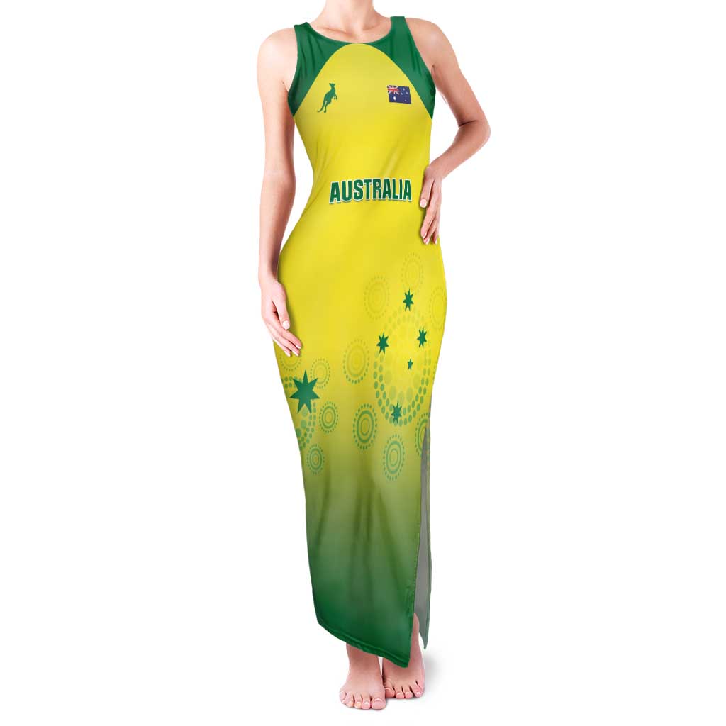 Custom Australia Cricket Family Matching Tank Maxi Dress and Hawaiian Shirt Go Champions Aussies LT05