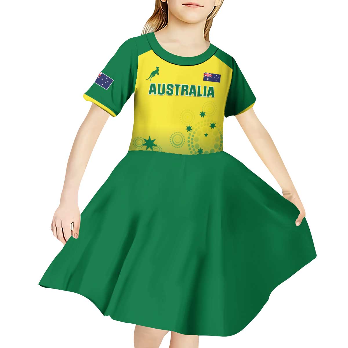 Custom Australia Cricket Kid Short Sleeve Dress Go Champions Aussies LT05 - Vibe Hoodie Shop