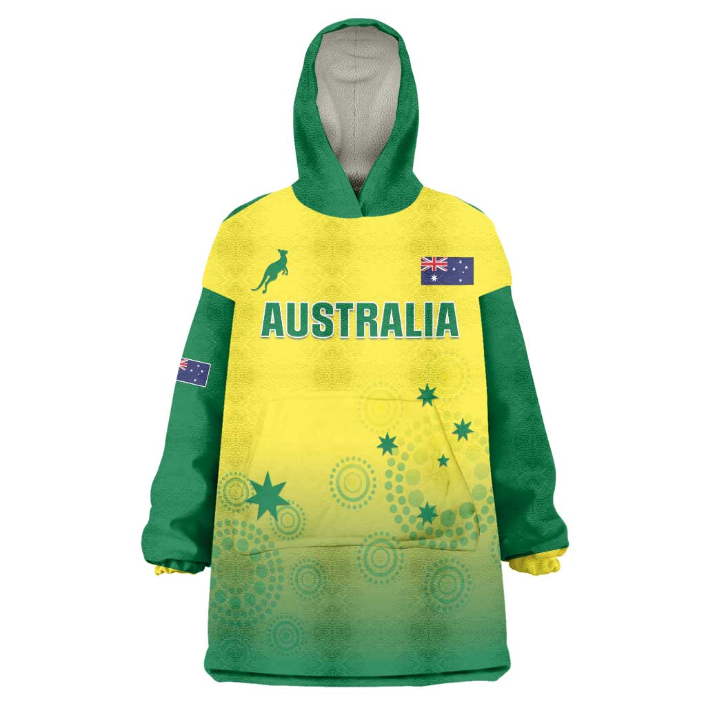 Custom Australia Cricket Wearable Blanket Hoodie Go Champions Aussies LT05 - Vibe Hoodie Shop