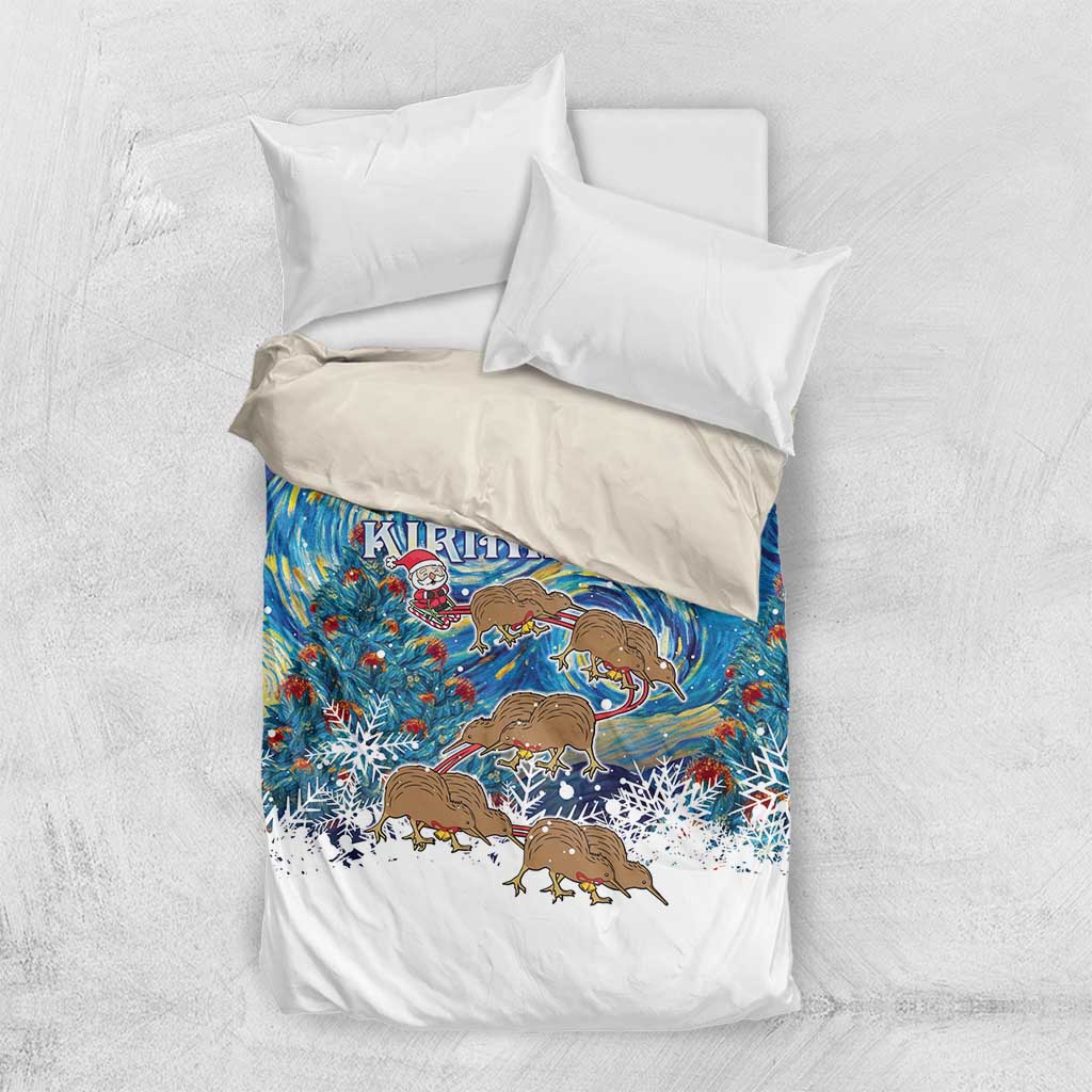 New Zealand Christmas Bedding Set Kiwis Santa Sleigh Starry Night Style LT05 - Vibe Hoodie Shop