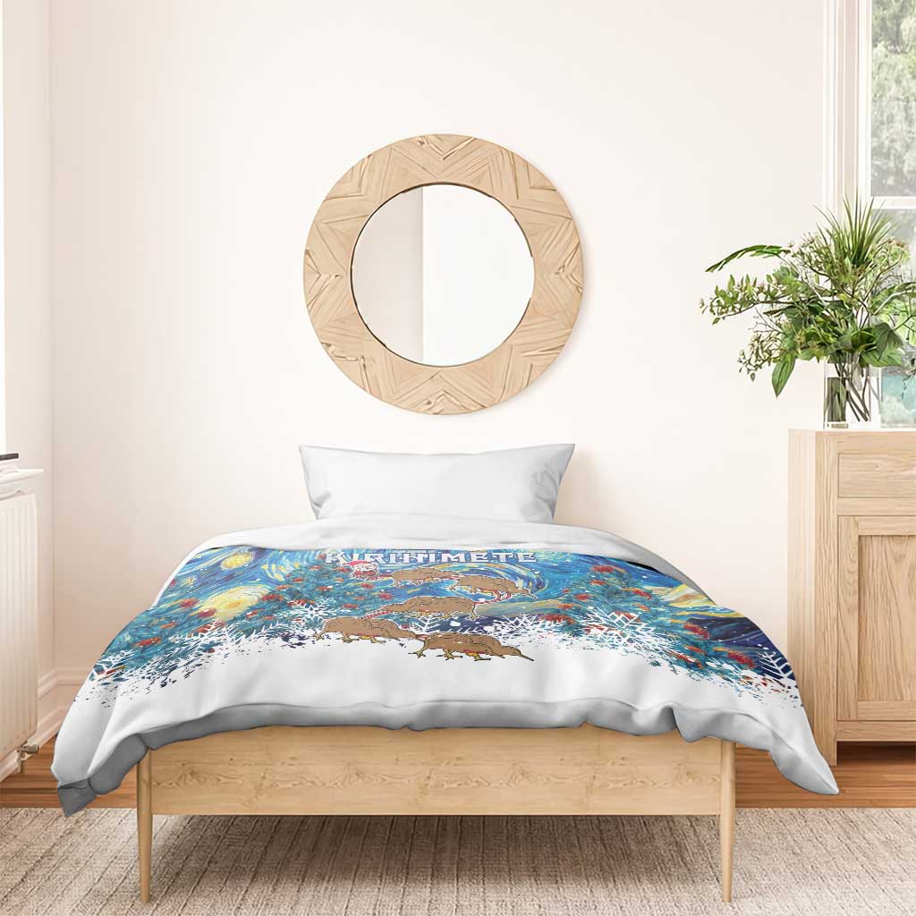 New Zealand Christmas Bedding Set Kiwis Santa Sleigh Starry Night Style LT05 - Vibe Hoodie Shop