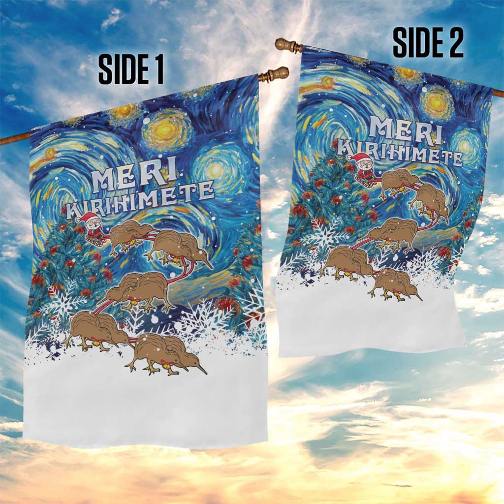 New Zealand Christmas Garden Flag Kiwis Santa Sleigh Starry Night Style LT05 - Vibe Hoodie Shop