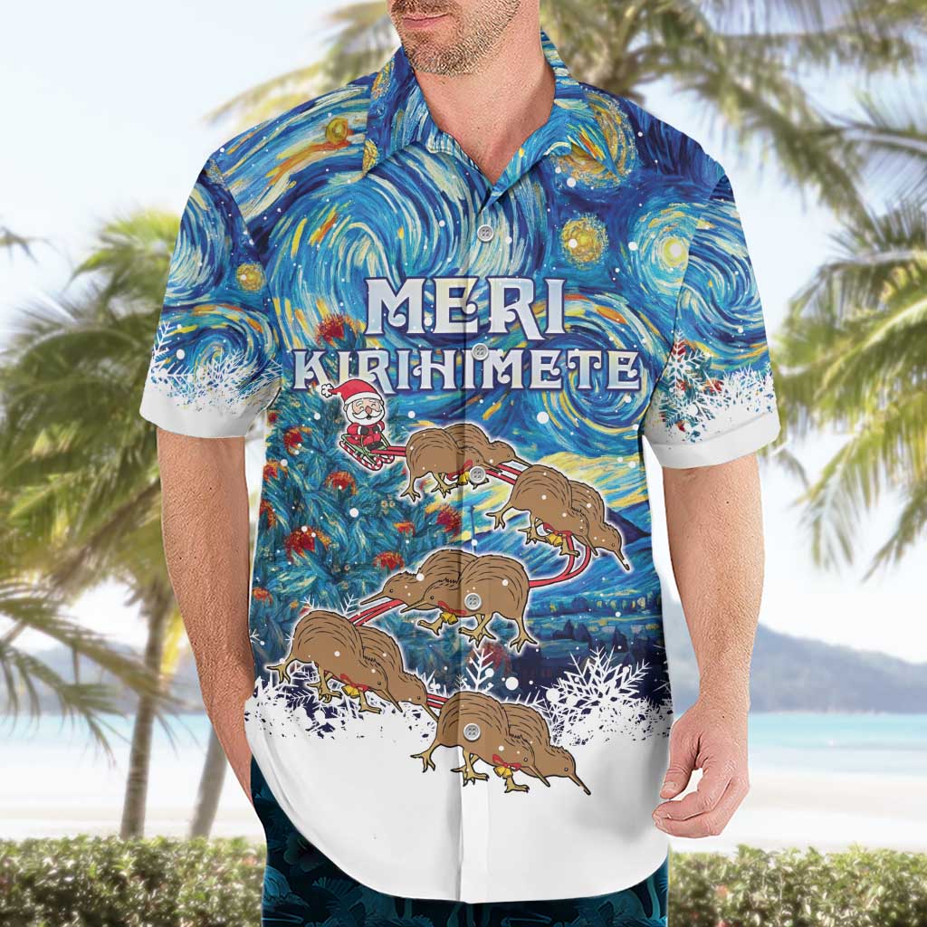 New Zealand Christmas Hawaiian Shirt Kiwis Santa Sleigh Starry Night Style LT05 - Vibe Hoodie Shop