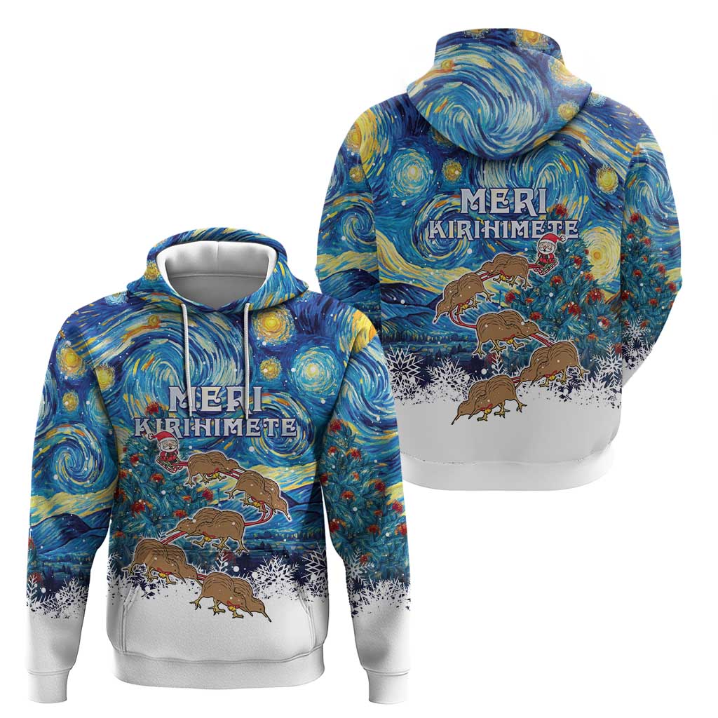 New Zealand Christmas Hoodie Kiwis Santa Sleigh Starry Night Style LT05 - Vibe Hoodie Shop