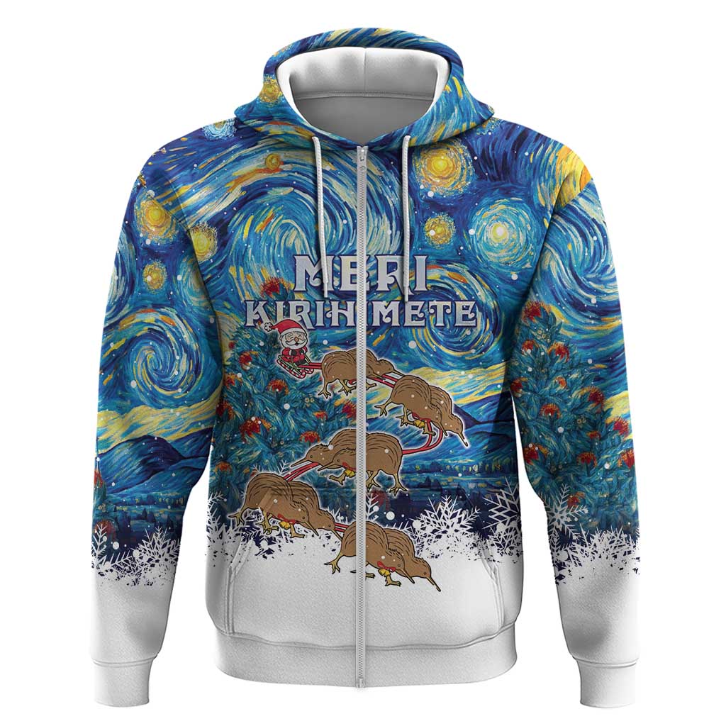 New Zealand Christmas Hoodie Kiwis Santa Sleigh Starry Night Style LT05 - Vibe Hoodie Shop