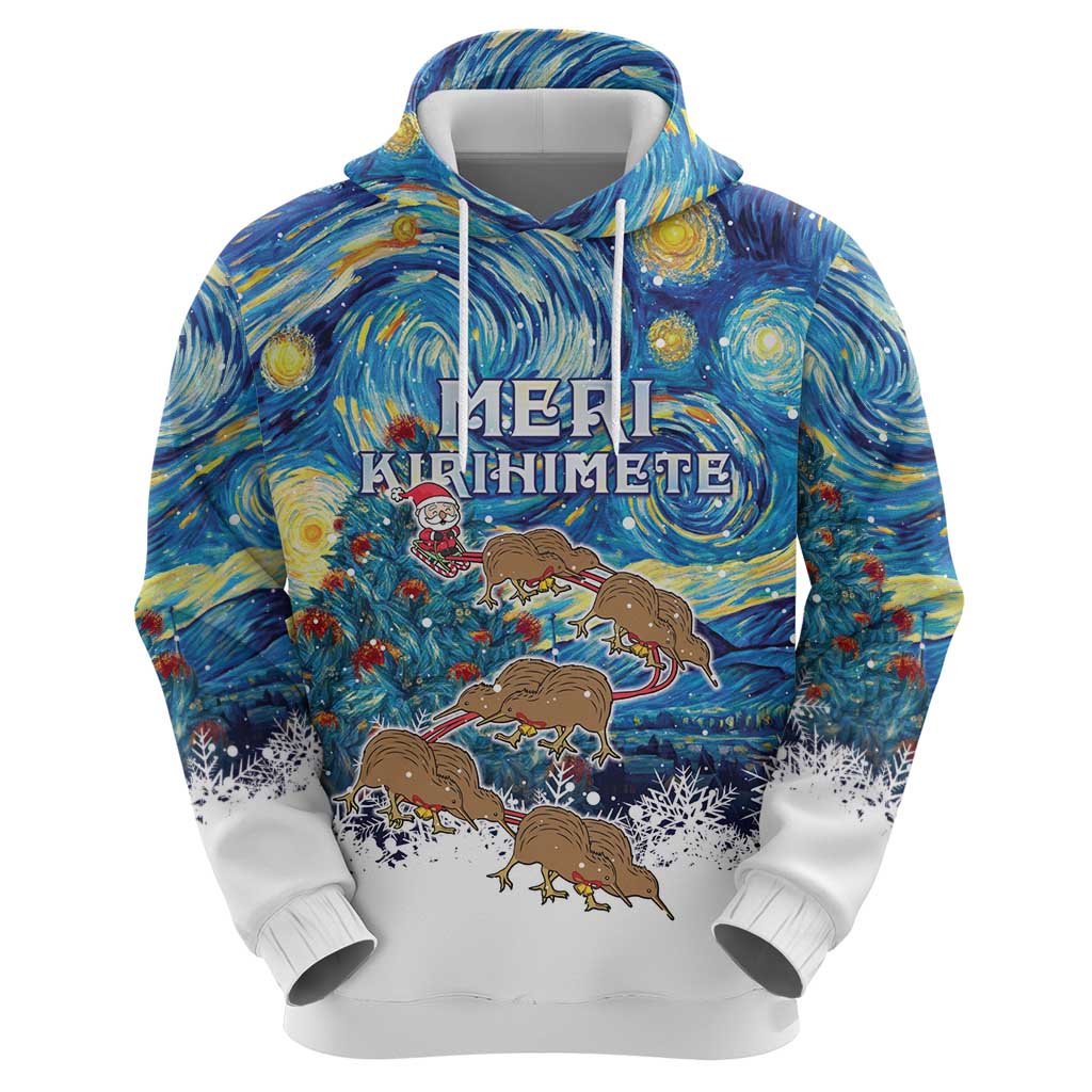 New Zealand Christmas Hoodie Kiwis Santa Sleigh Starry Night Style LT05 - Vibe Hoodie Shop