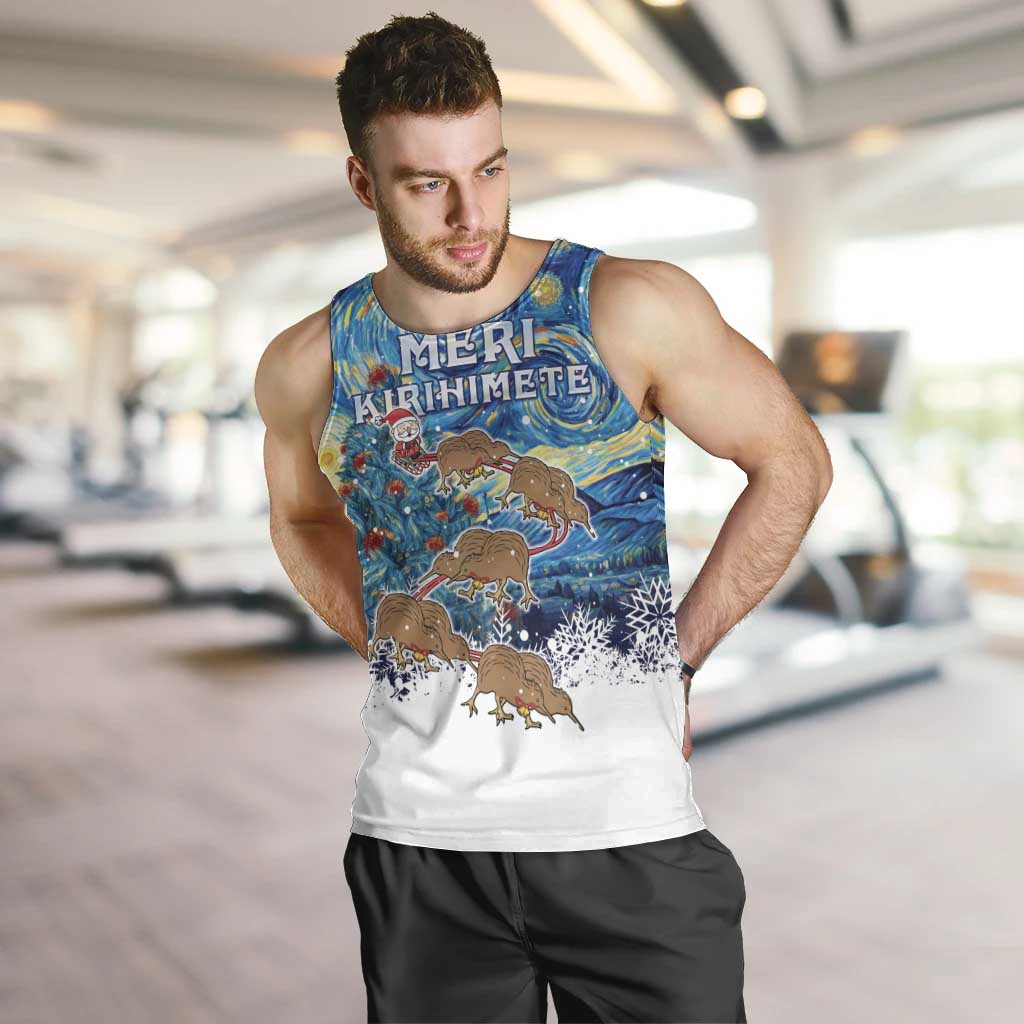 New Zealand Christmas Men Tank Top Kiwis Santa Sleigh Starry Night Style LT05 - Vibe Hoodie Shop