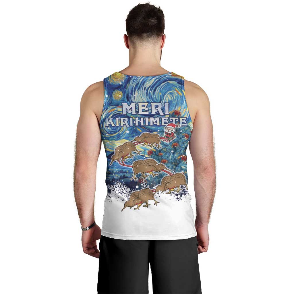 New Zealand Christmas Men Tank Top Kiwis Santa Sleigh Starry Night Style LT05 - Vibe Hoodie Shop