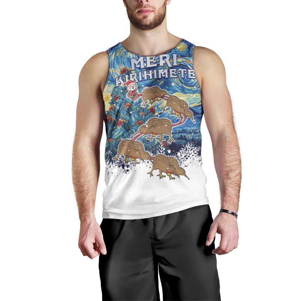 New Zealand Christmas Men Tank Top Kiwis Santa Sleigh Starry Night Style LT05 - Vibe Hoodie Shop
