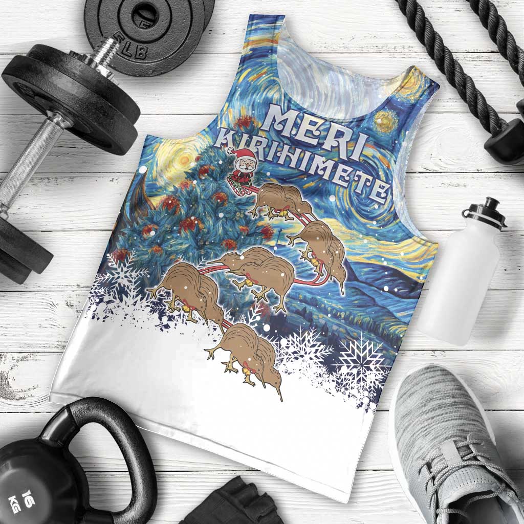 New Zealand Christmas Men Tank Top Kiwis Santa Sleigh Starry Night Style LT05 - Vibe Hoodie Shop