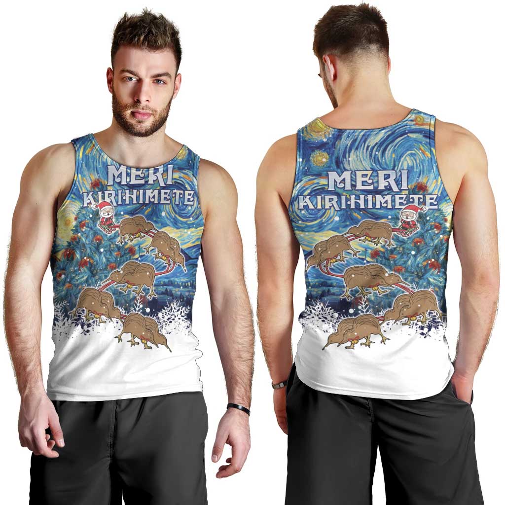 New Zealand Christmas Men Tank Top Kiwis Santa Sleigh Starry Night Style LT05 - Vibe Hoodie Shop