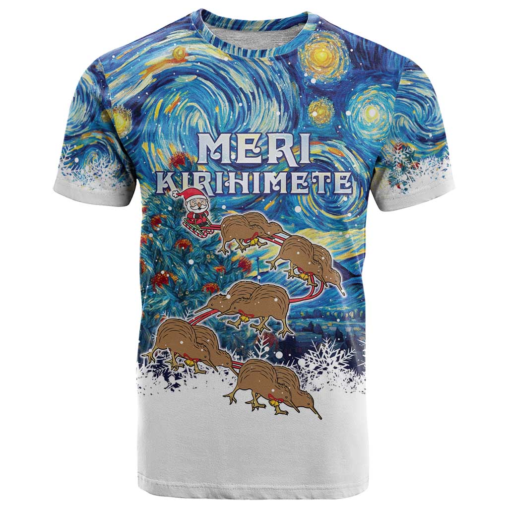 New Zealand Christmas T Shirt Kiwis Santa Sleigh Starry Night Style LT05 - Vibe Hoodie Shop