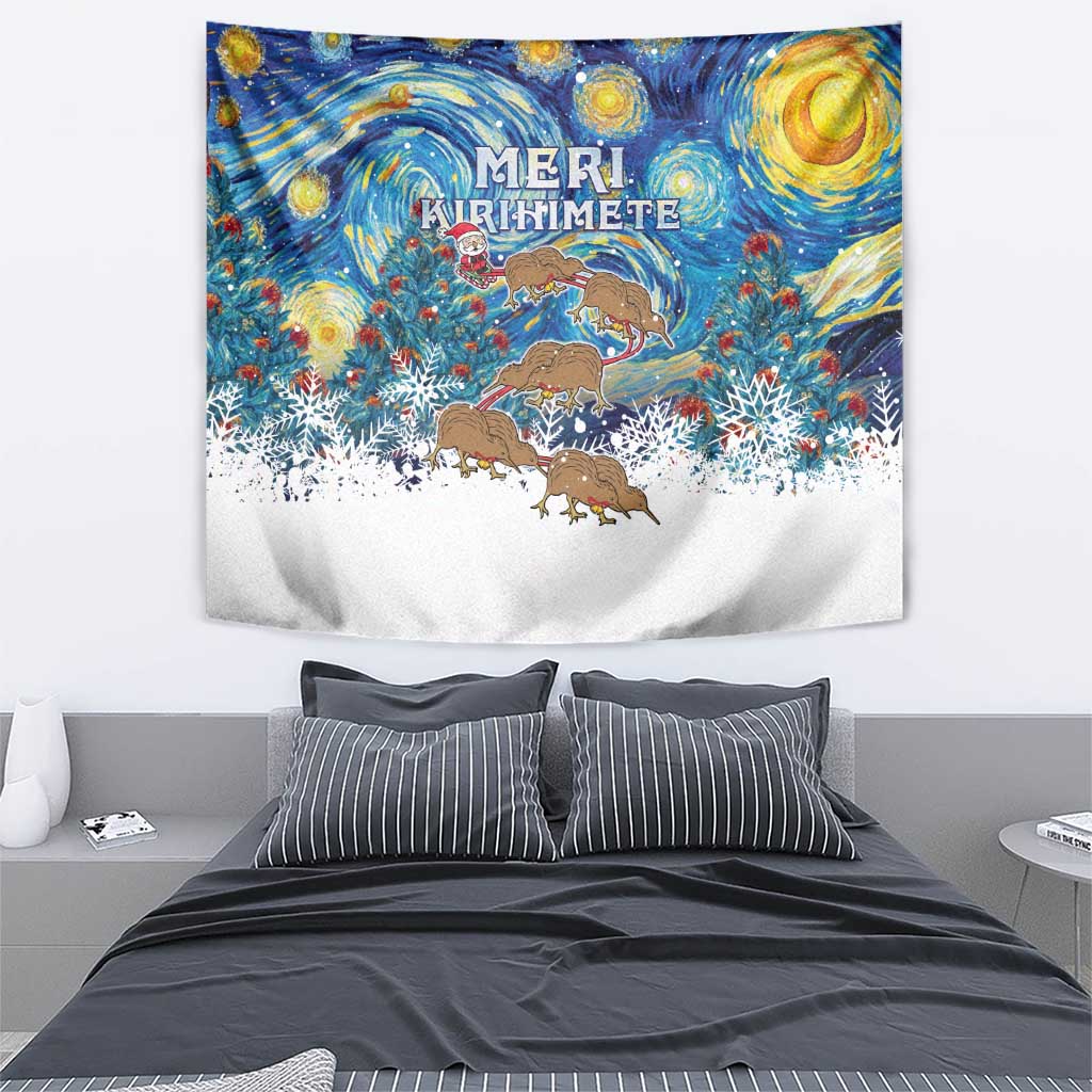 New Zealand Christmas Tapestry Kiwis Santa Sleigh Starry Night Style LT05 - Vibe Hoodie Shop